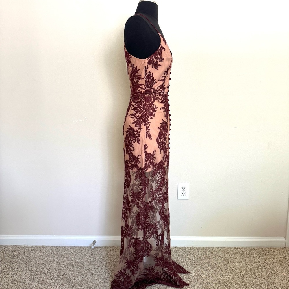 Anthropologie Finders Keepers Spectral Burgundy Lace Maxi Dress Size XS - Picture 6 of 11